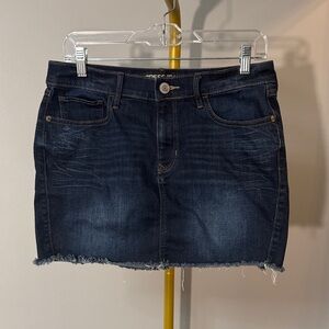 Express Dark Indigo Frayed Hem Denim Mini Skirt EUC 6